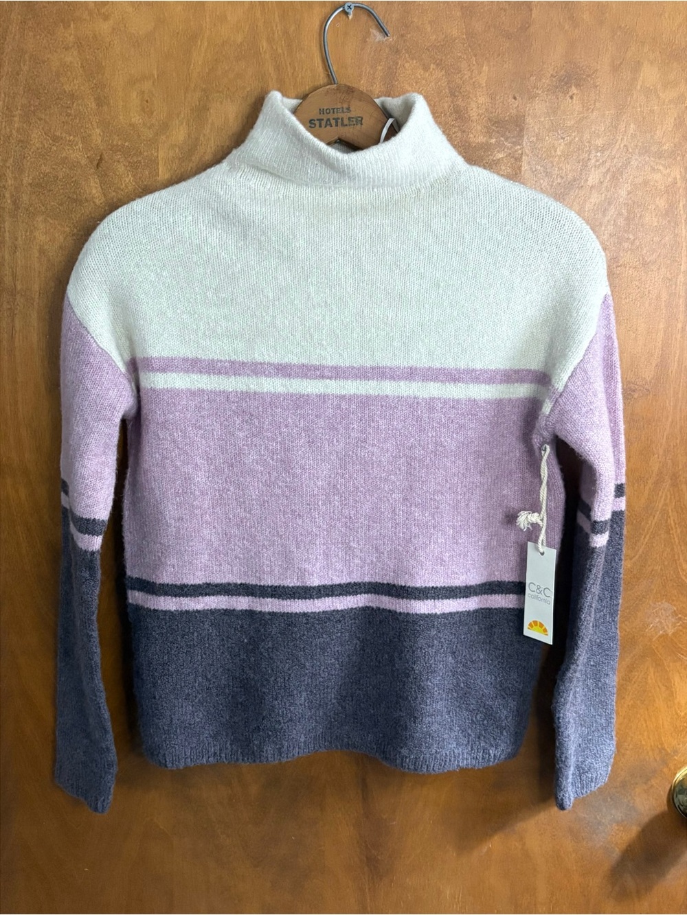 C&C California Wool Striped Colorblock Turtleneck Sweater NWT XS Preppy Academia